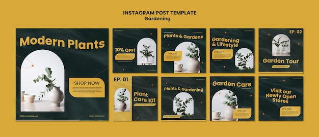 Flat design gardening template