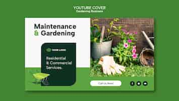 Free PSD flat design gardening youtube thumbnail template