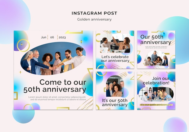 Free PSD flat design golden anniversary template