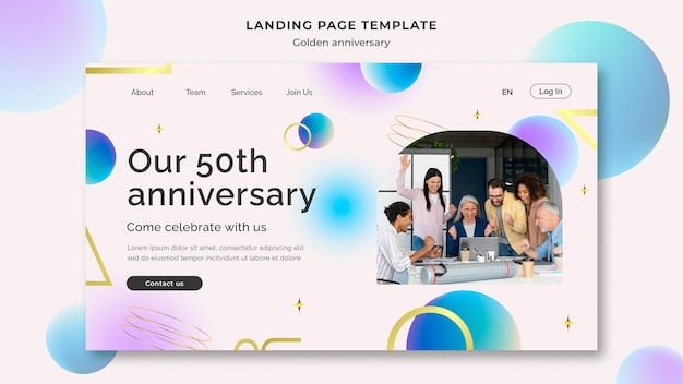 無料PSD フラットなデザインの金周年記念テンプレート