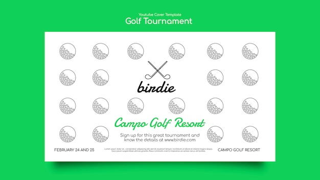 Free PSD flat design  golf tournament template design