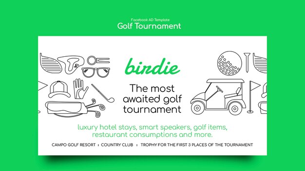 Free PSD flat design  golf tournament template design