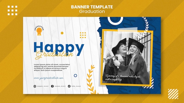 Flat design graduation banner template