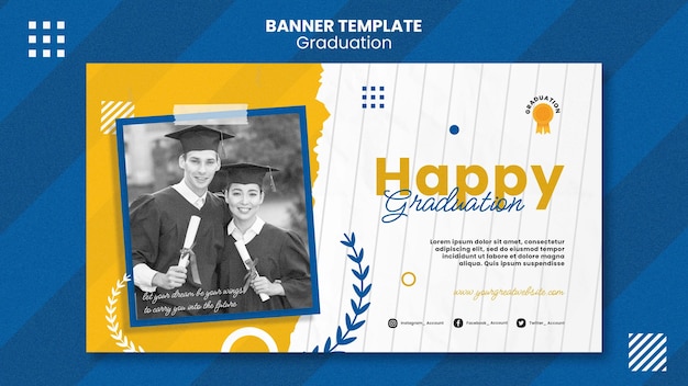 PSD gratuito modello di banner di laurea design piatto