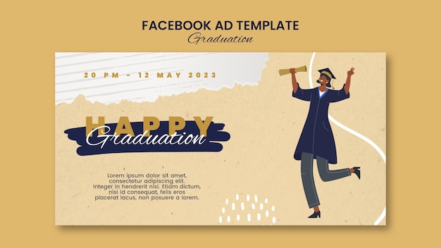 Free PSD flat design graduation day facebook template