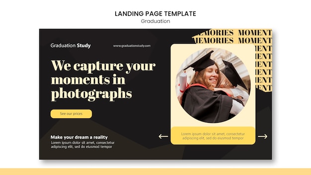 Free PSD flat design graduation landing page template