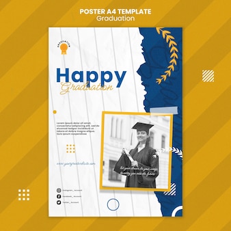 Flat design graduation poster template