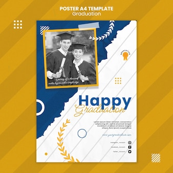 Flat design graduation poster template