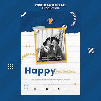 Flat design graduation poster template