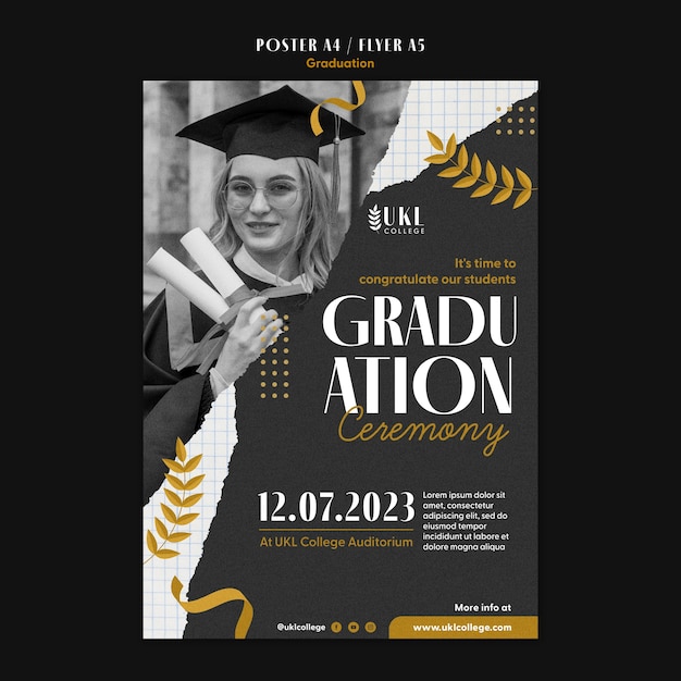 Free PSD flat design graduation template design