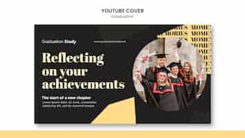 PSD gratuito modello di copertina per youtube di laurea in design piatto