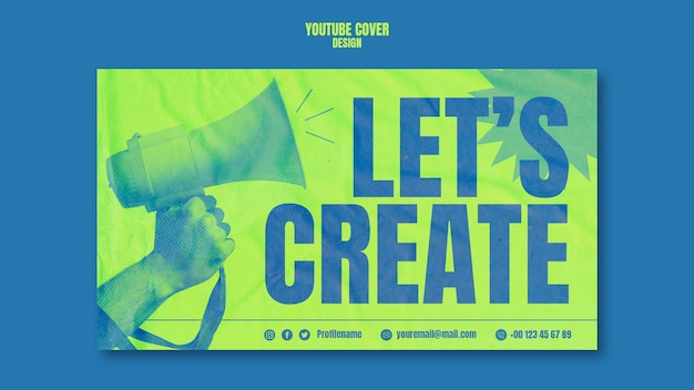 Free PSD flat design graphics youtube cover template