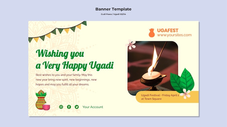 Free PSD flat design gudi pawa template