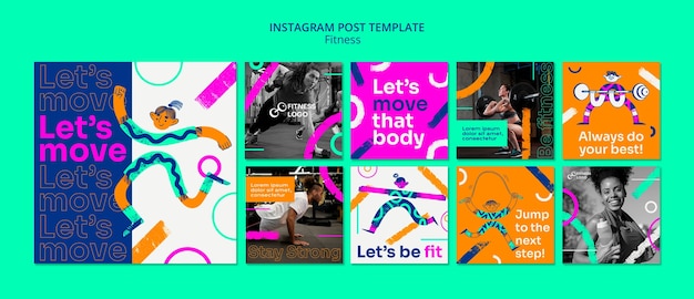 Free PSD flat design gym template