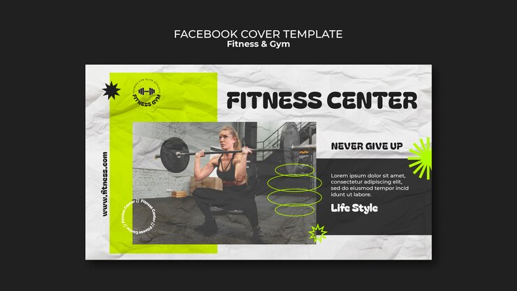 無料PSD フラットデザインジムトレーニングfacebookカバーテンプレート