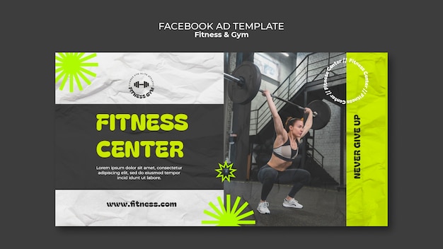 Flat design gym training facebook template