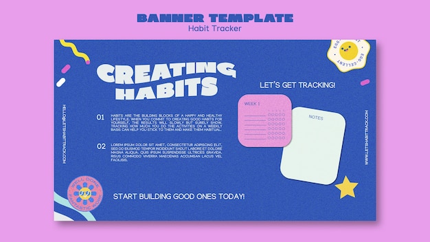 Free PSD flat design habit tracker template