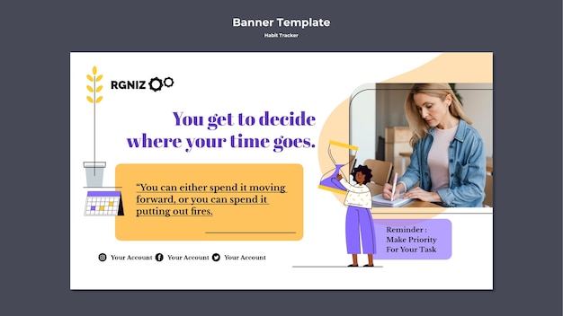 무료 PSD 평면 디자인 습관 추적기 템플릿