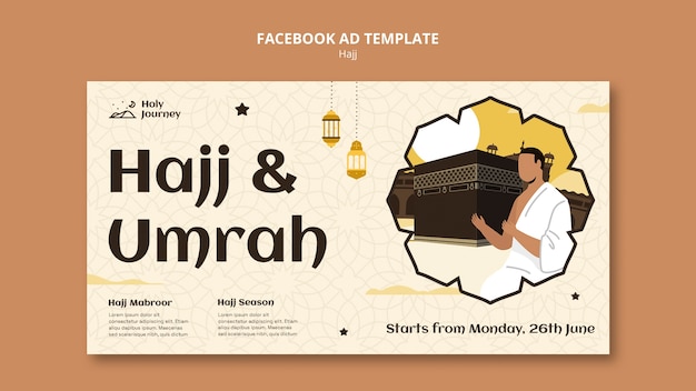 Free PSD flat design hajj season facebook template