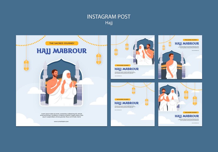 Бесплатный PSD сезон хаджа в плоском дизайне в instagram