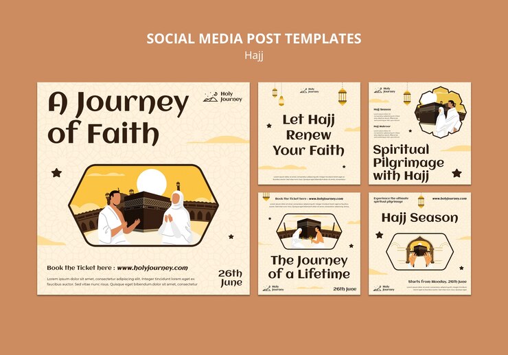 무료 PSD 평면 디자인 hajj 시즌 instagram 게시물