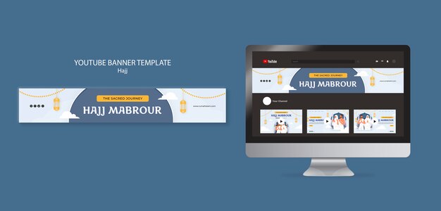 Flat design hajj season youtube banner template