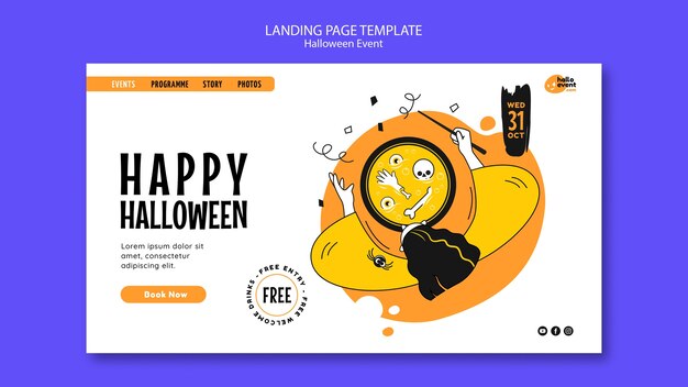 Flat design halloween celebration landing page