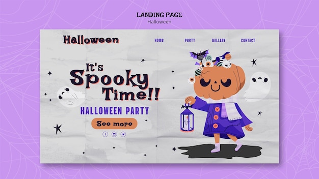 Free PSD flat design halloween template design