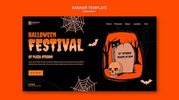 無料PSD フラットなデザインのハロウィーンのテンプレート デザイン