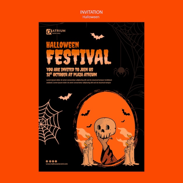 PSD gratuito design piatto modello di halloween