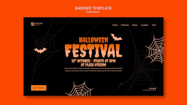 PSD gratuito design piatto modello di halloween