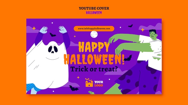 Free PSD flat design halloween template