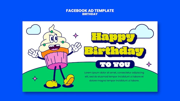 Modello di buon compleanno design piatto