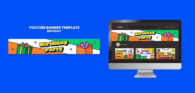 Free PSD flat design happy birthday template