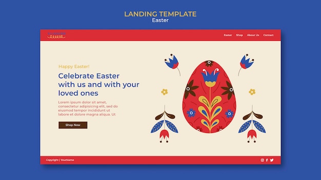 Flat design happy easter template