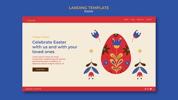 フラットなデザインのハッピーイースターテンプレート