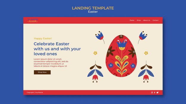 Flat design happy easter template