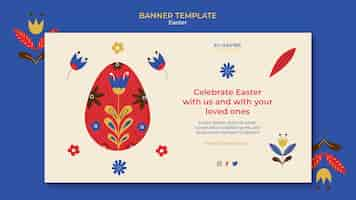 Free PSD flat design happy easter template