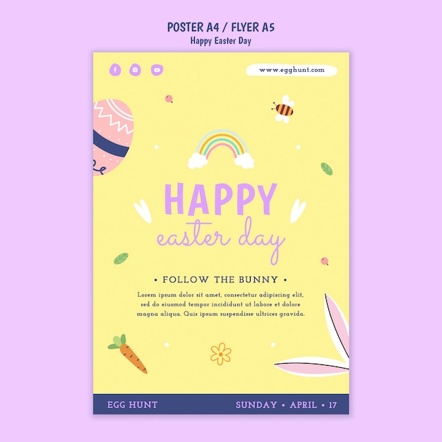 Free PSD flat design happy easter template