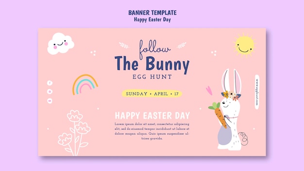 Free PSD flat design happy easter template