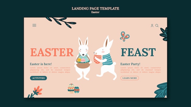 Free PSD flat design happy easter template