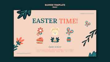 Free PSD flat design happy easter template