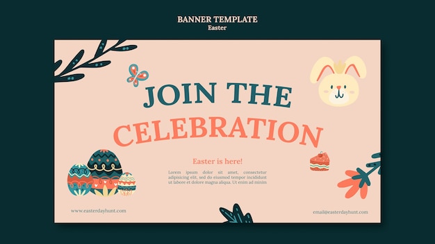 Free PSD flat design happy easter template