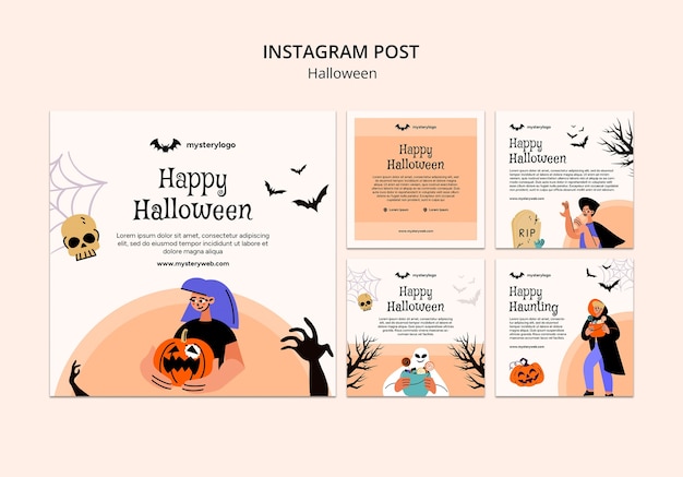 PSD gratuito modello di halloween felice design piatto