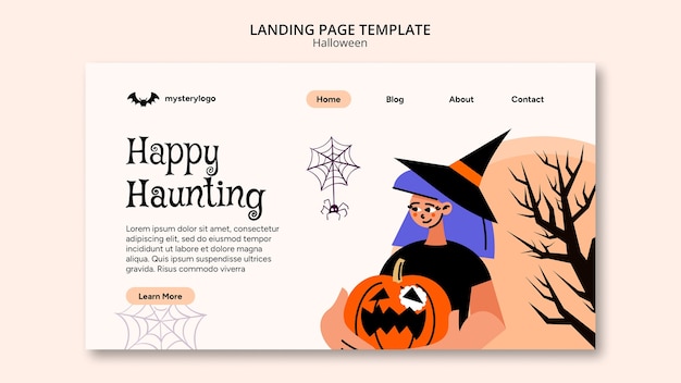 Free PSD flat design happy halloween template