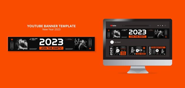 Free PSD flat design happy new year template