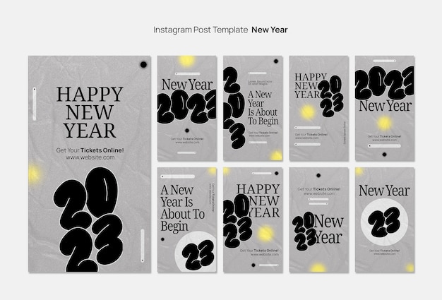 Free PSD flat design happy new year template