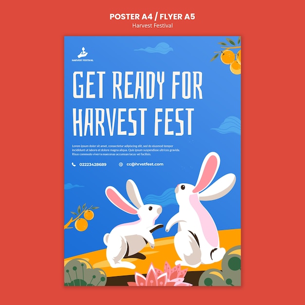 Flat design harvest festival template design