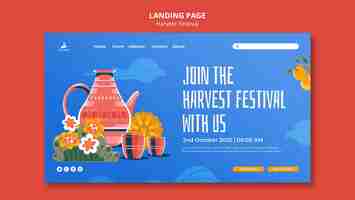 無料PSD フラットなデザインの収穫祭のテンプレート デザイン