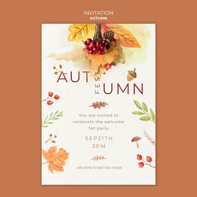 Free PSD flat design harvest festival template